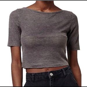 Topshop Gray Ribbed Crop Top Size 8